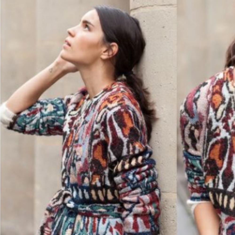 Sezane Chiara Textured Jacket‎ with Belt - Picture 2 of 9